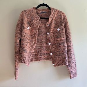 Dazy Pink/Black Knit Cardigan